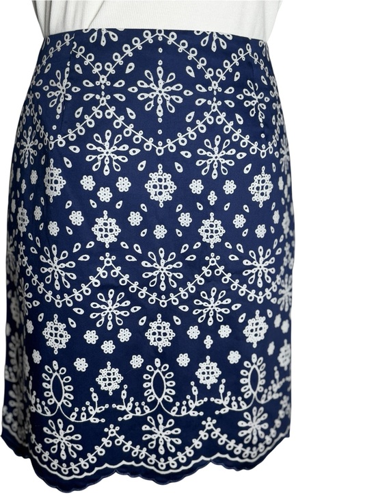 Laundry By Shelli Segal Dresses & Skirts - Laundry by Shelli Segal Blue White Embroidered Cotton Mini Skirt Scalloped Hem S